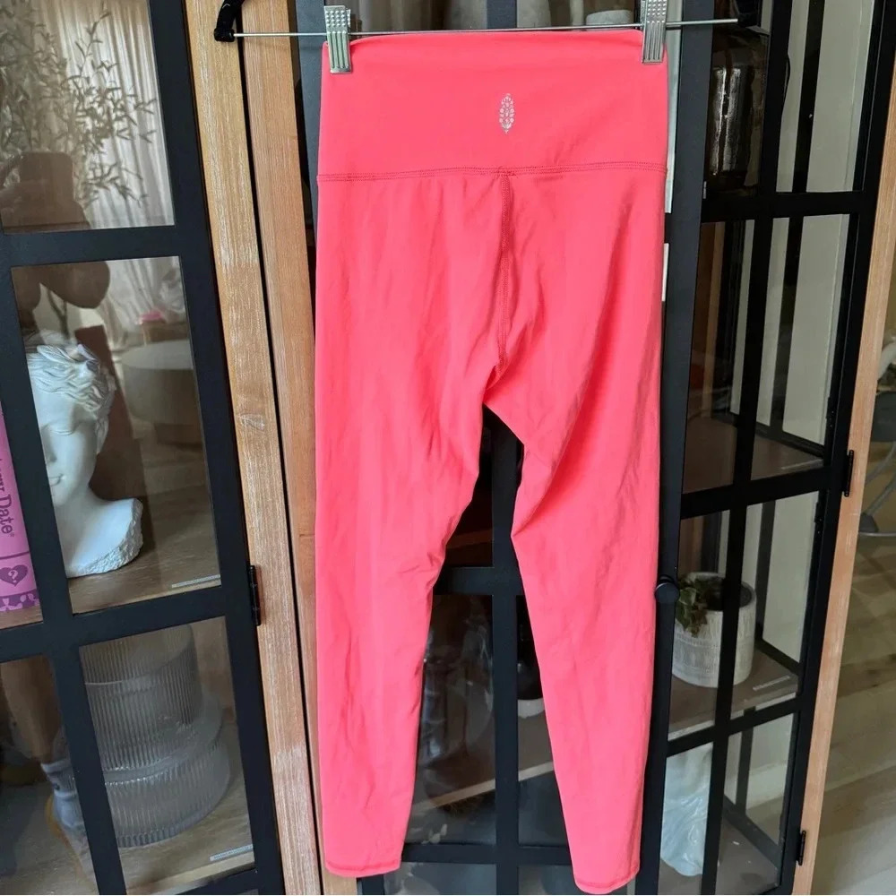 FP movement leggings coral neon pink orange high waisted petal pusher good karma